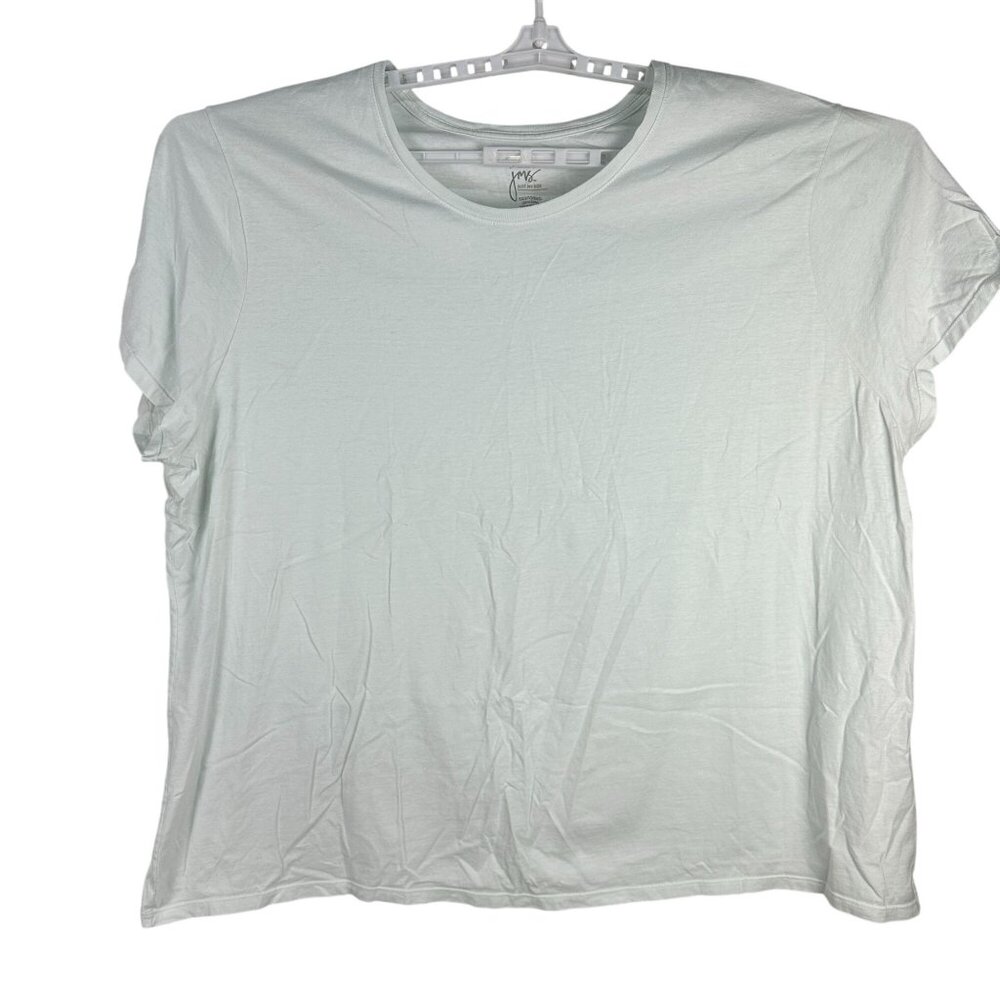 Just My Size Womens White Crew Neck Short Sleeve T-Shirt 5X Cotton Relaxed Fit